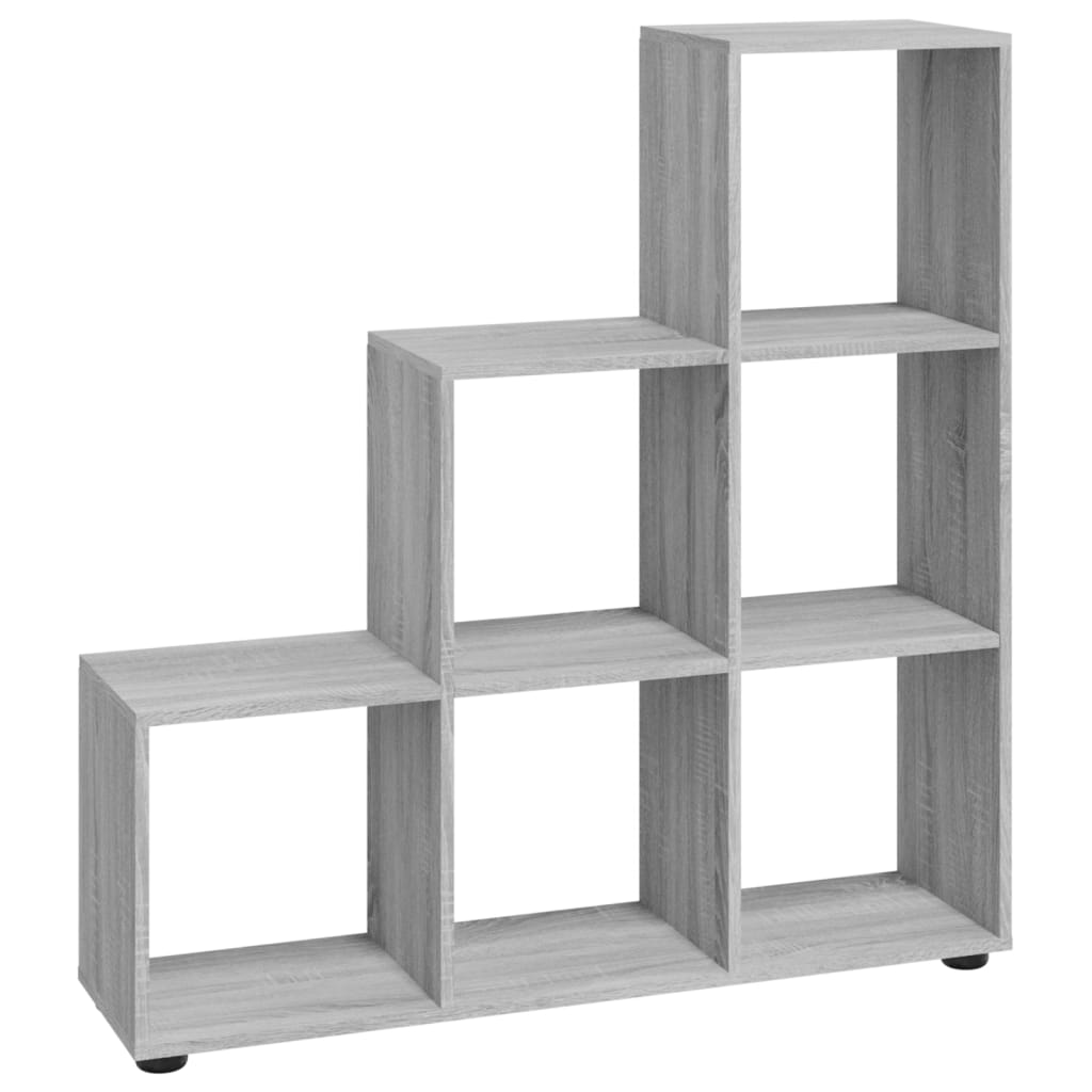 szürke sonoma színű szerelt fa lépcsős könyvespolc 107 cm