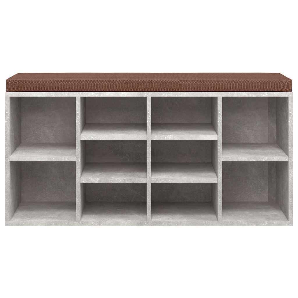 betonszürke szerelt fa cipőtároló pad 103 x 30 x 48 cm