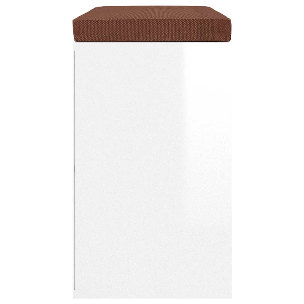 magasfényű fehér szerelt fa cipőtároló pad 100x35x45 cm