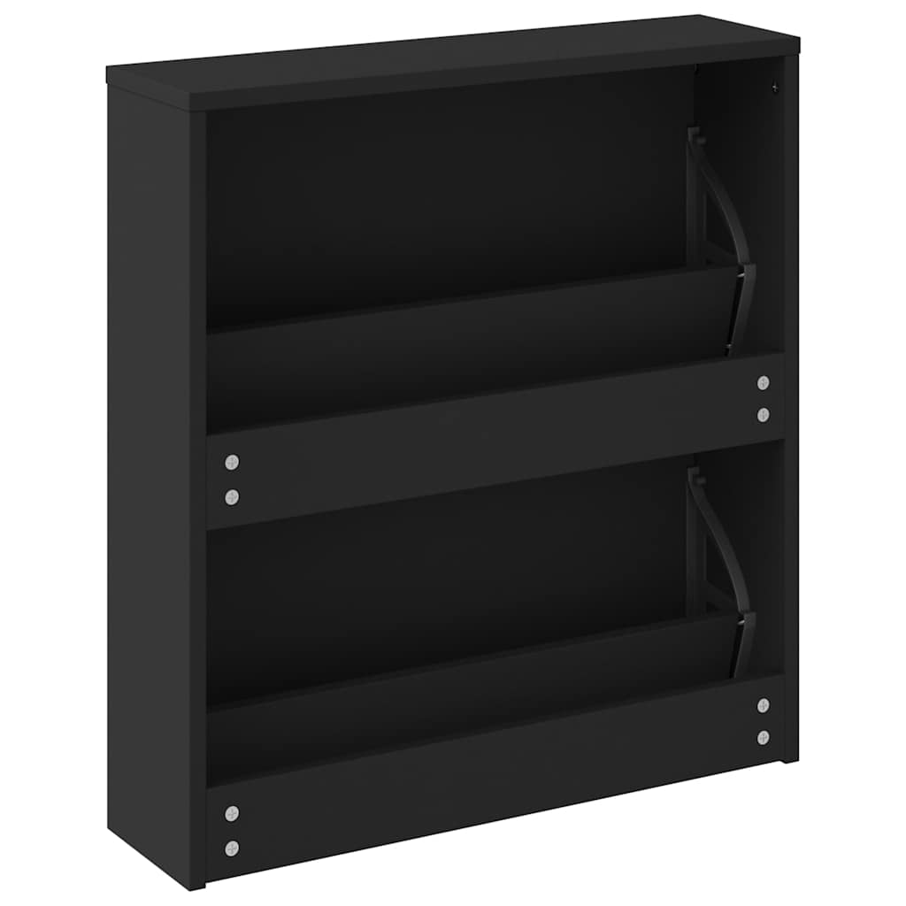 fekete 2 szintes cipőszekrény tükörrel 63 x 17 x 67 cm