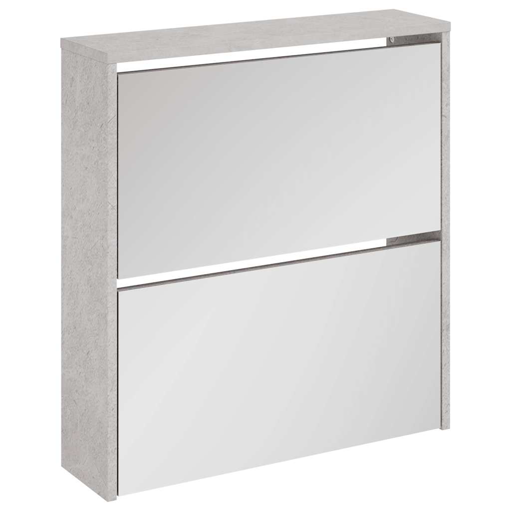 betonszürke 2 szintes cipőszekrény tükörrel 63 x 17 x 67 cm