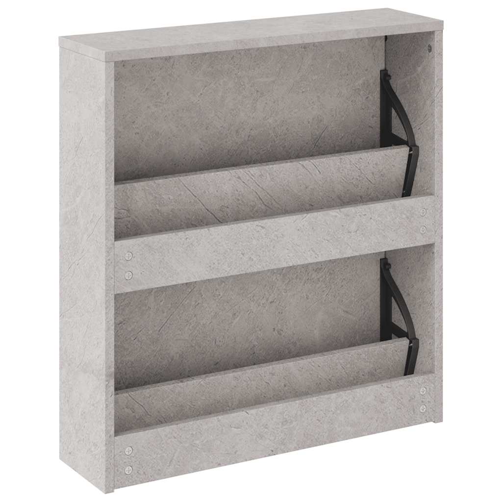 betonszürke 2 szintes cipőszekrény tükörrel 63 x 17 x 67 cm