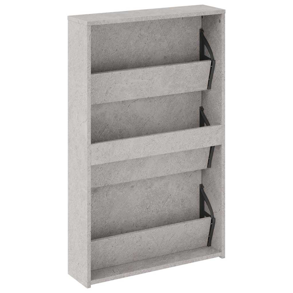 betonszürke 3 szintes cipőszekrény tükörrel 63 x 17 x 102,5 cm