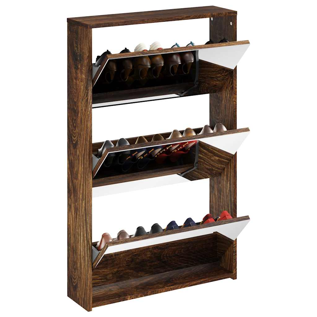 füstös tölgy 3 szintes cipőszekrény tükörrel 63 x 17 x 102,5 cm
