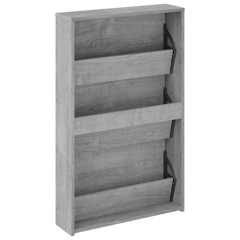 szürke sonoma 3 szintes cipőszekrény tükörrel 63x17x102,5 cm