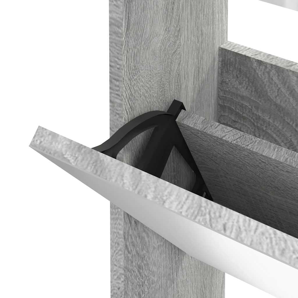 szürke sonoma 3 szintes cipőszekrény tükörrel 63x17x102,5 cm