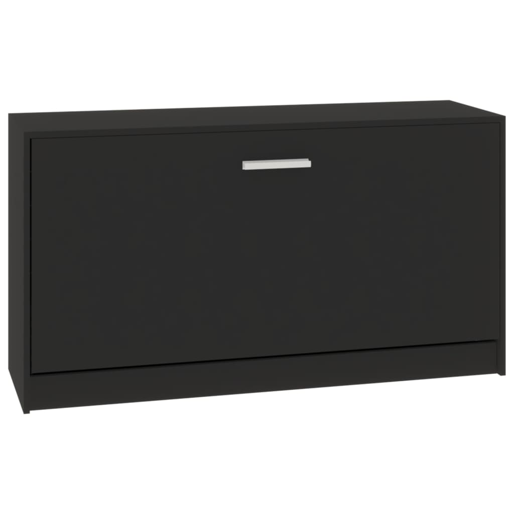 fekete cipőpad 80 x 24 x 45 cm rétegelt fából