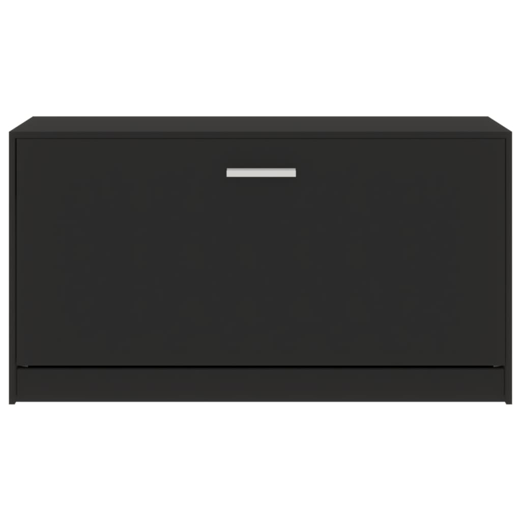 fekete cipőpad 80 x 24 x 45 cm rétegelt fából