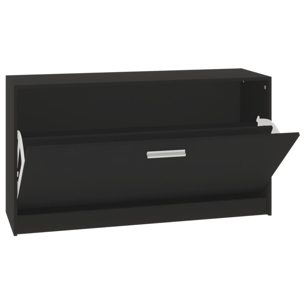 fekete cipőpad 80 x 24 x 45 cm rétegelt fából