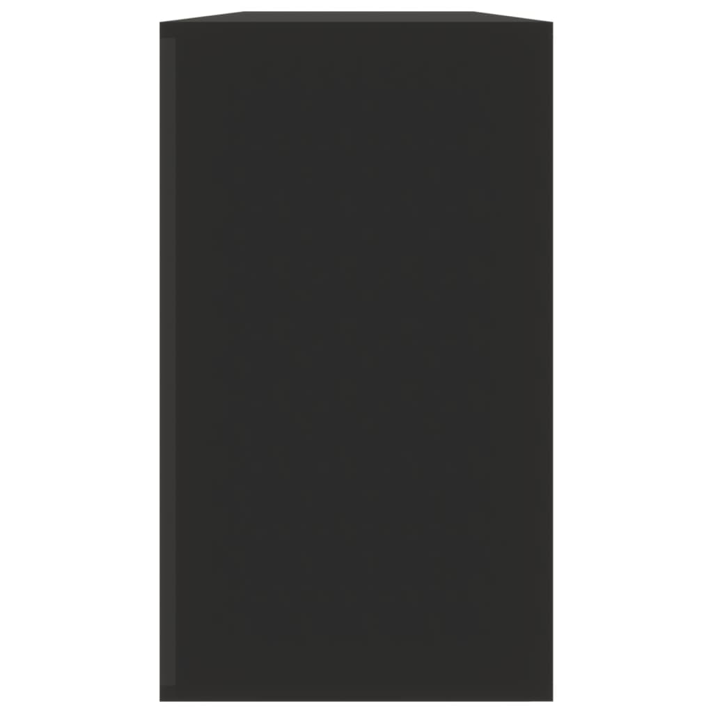 fekete cipőpad 80 x 24 x 45 cm rétegelt fából