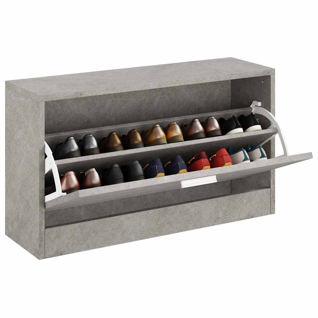 betonszürke szerelt fa cipőtároló pad 80x24x45 cm