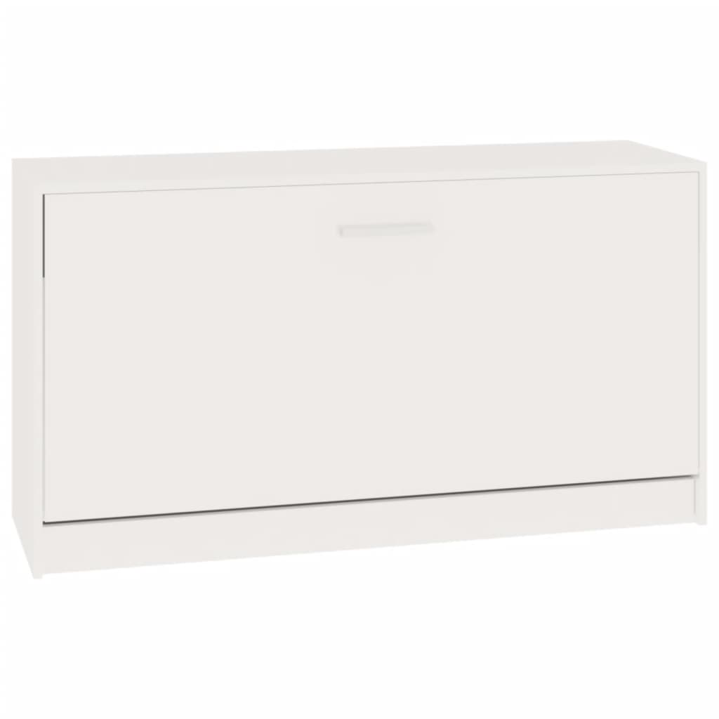 magasfényű fehér cipőpad 80 x 24 x 45 cm rétegelt fa