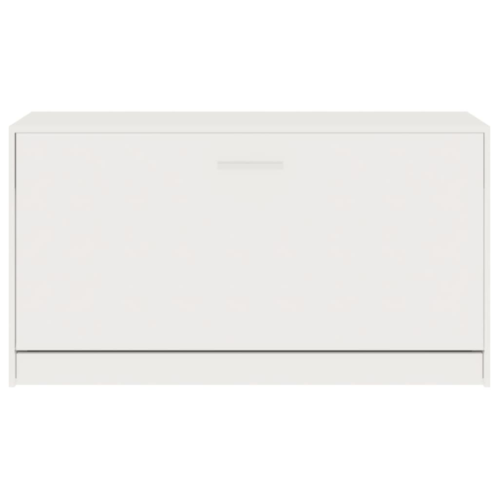 magasfényű fehér cipőpad 80 x 24 x 45 cm rétegelt fa