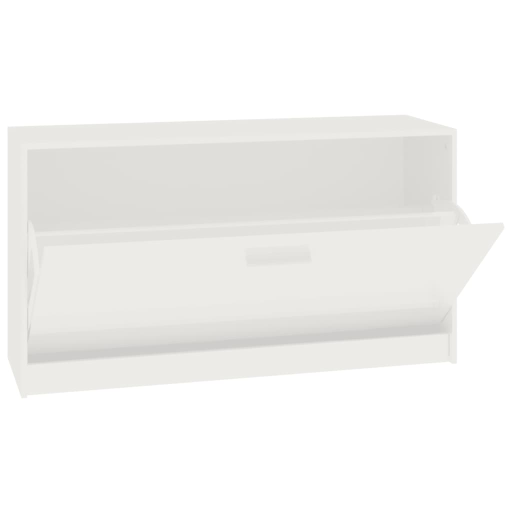 magasfényű fehér cipőpad 80 x 24 x 45 cm rétegelt fa