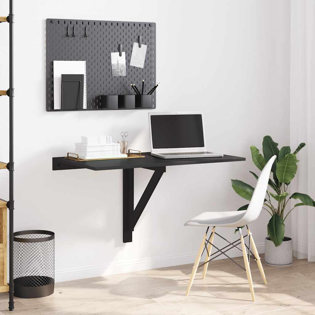 fekete szerelt fa összecsukható fali asztal 100x60x56 cm