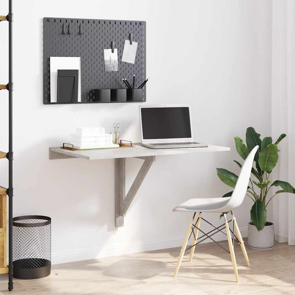 betonszürke szerelt fa összecsukható fali asztal 100x60x56 cm