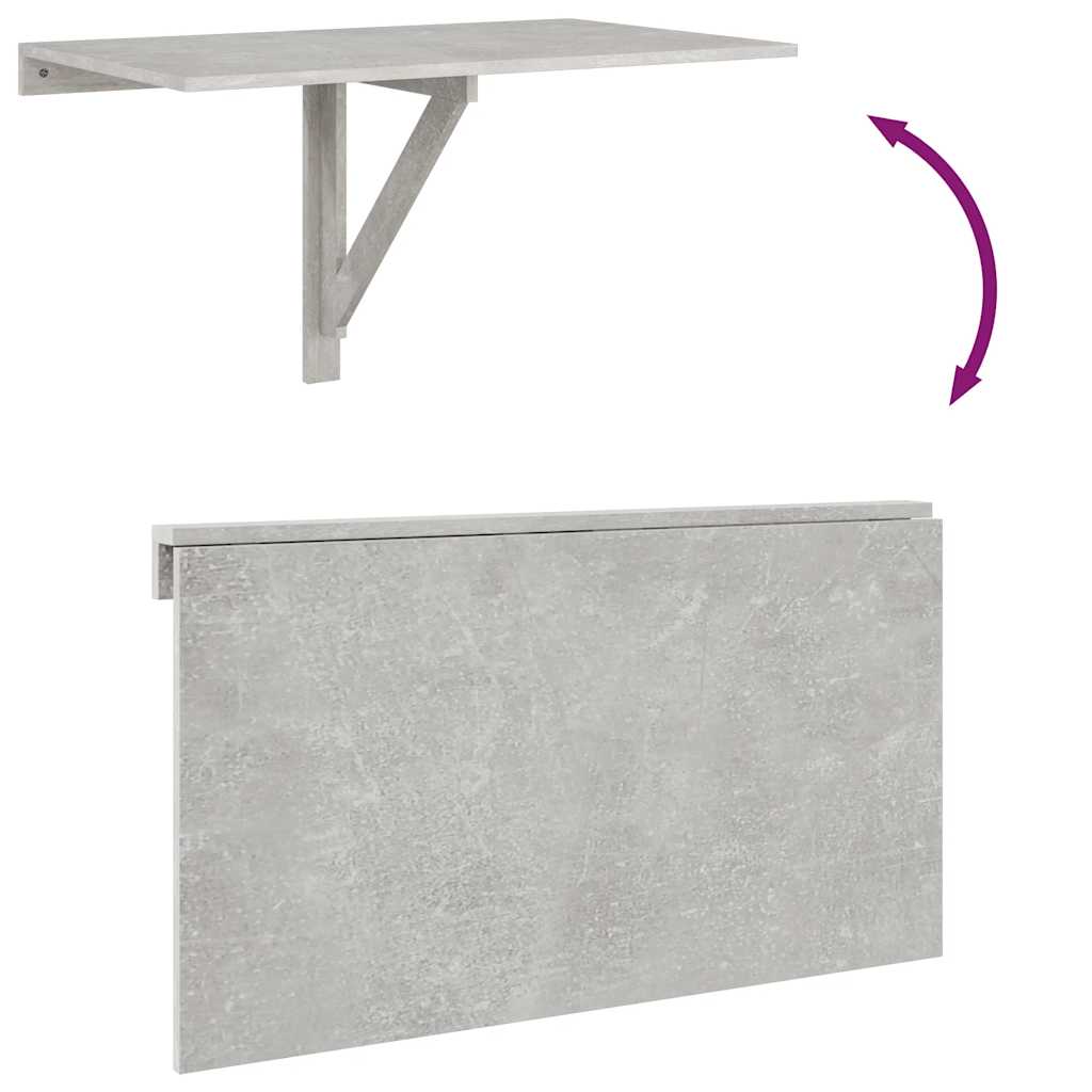 betonszürke szerelt fa összecsukható fali asztal 100x60x56 cm