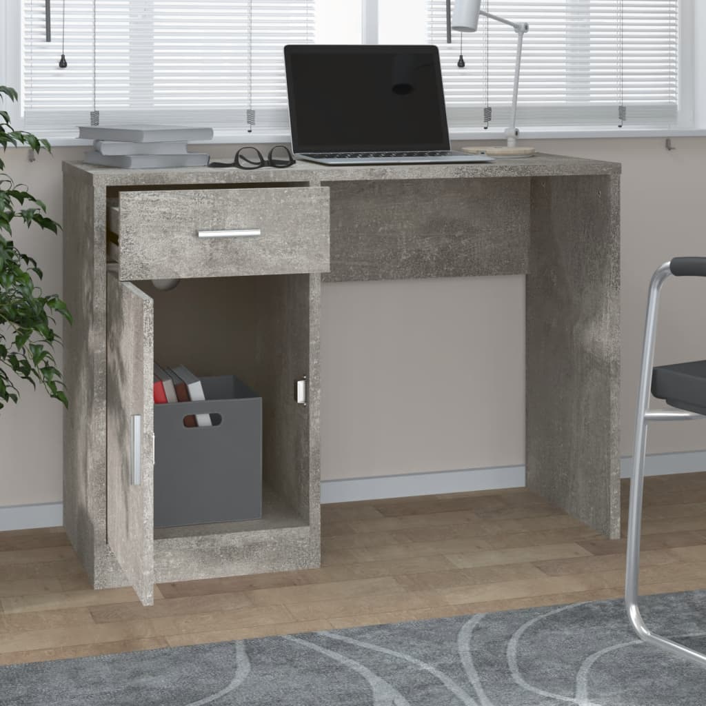 betonszürke faanyag fiókos/rekeszes íróasztal 100x40x73 cm