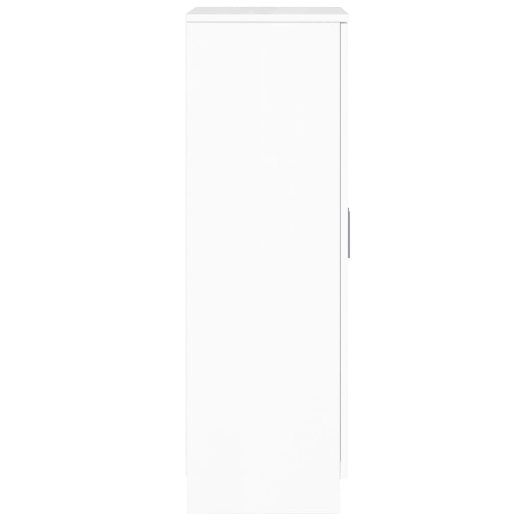 magasfényű fehér szerelt fa cipőszekrény 55 x 35 x 108 cm