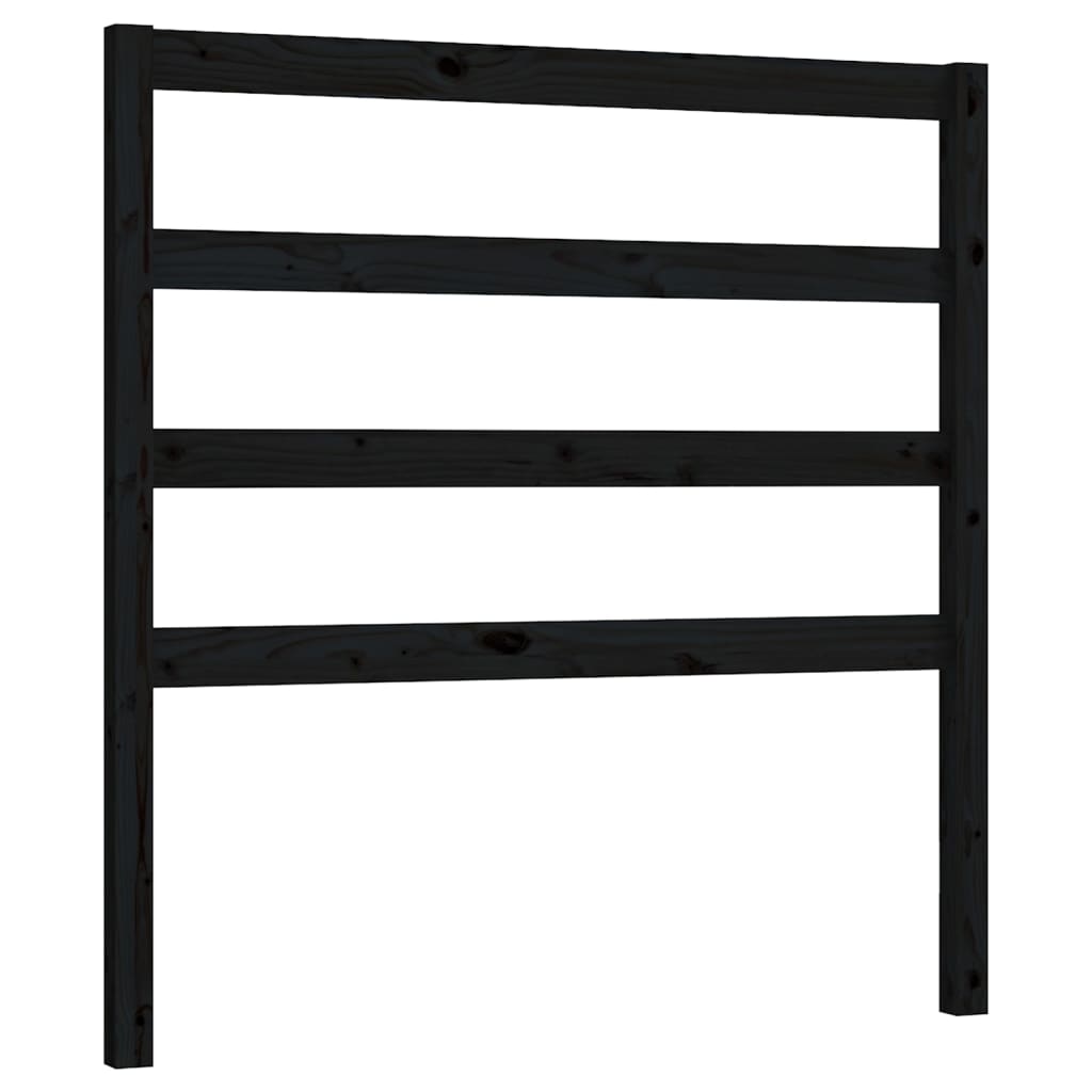 fekete tömör fenyőfa ágyfejtámla 96 x 4 x 100 cm