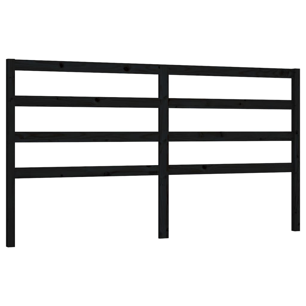 fekete tömör fenyőfa ágyfejtámla 206 x 4 x 100 cm
