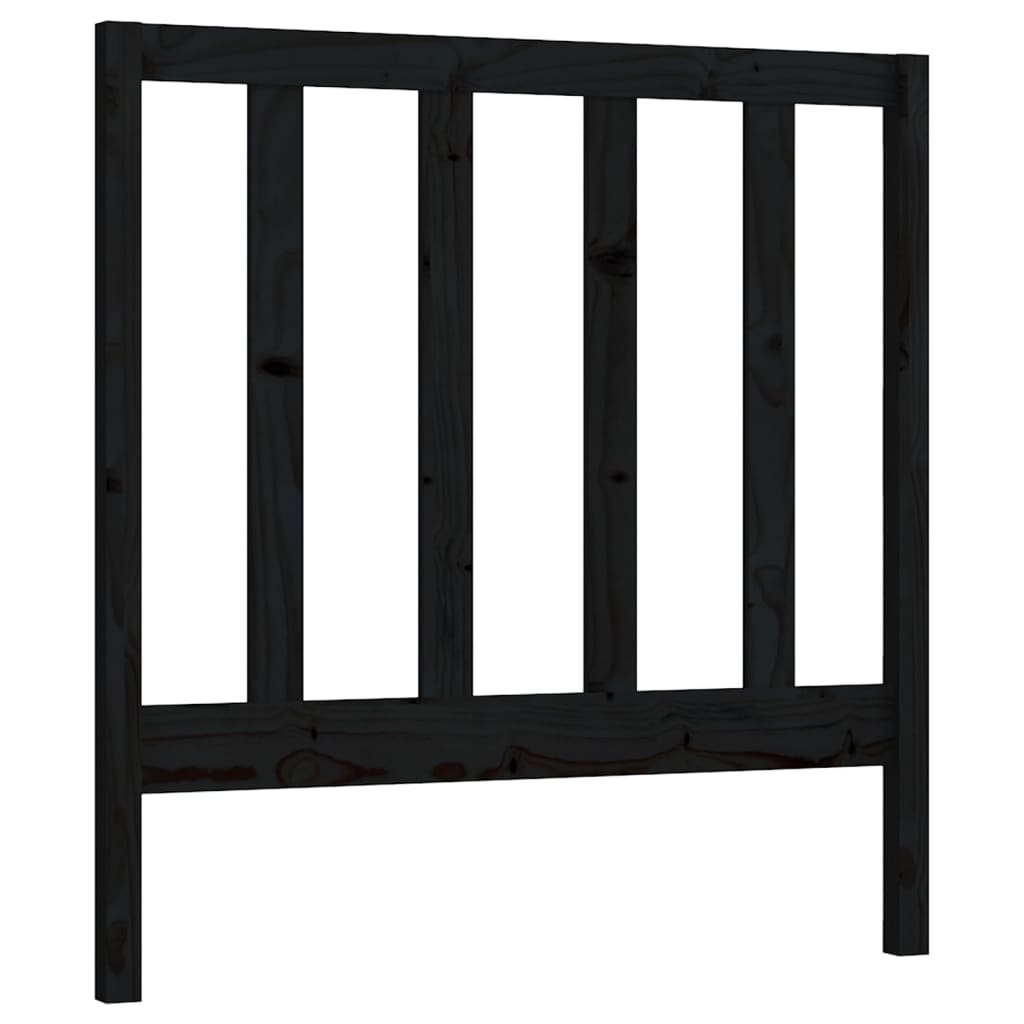 fekete tömör fenyőfa ágy fejtámla 81 x 4 x 100 cm