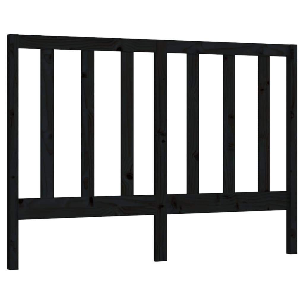 fekete tömör fenyőfa ágyfejtámla 126 x 4 x 100 cm