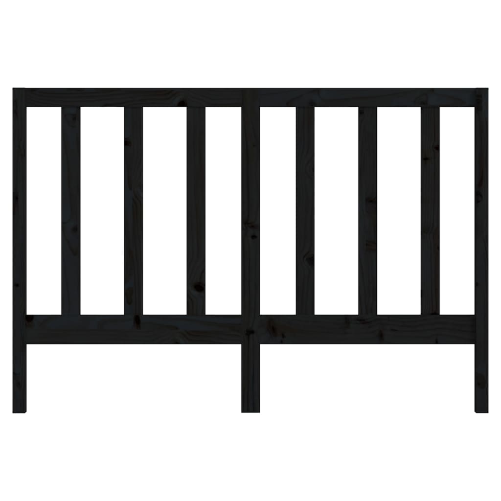 fekete tömör fenyőfa ágyfejtámla 126 x 4 x 100 cm