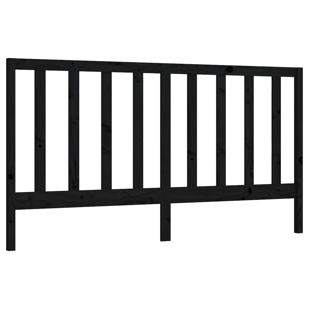 fekete tömör fenyőfa ágyfejtámla 206 x 4 x 100 cm