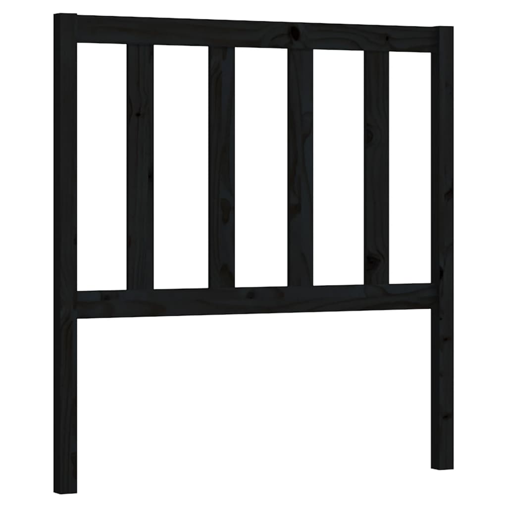 fekete tömör fenyőfa ágyfejtámla 81x4x100 cm