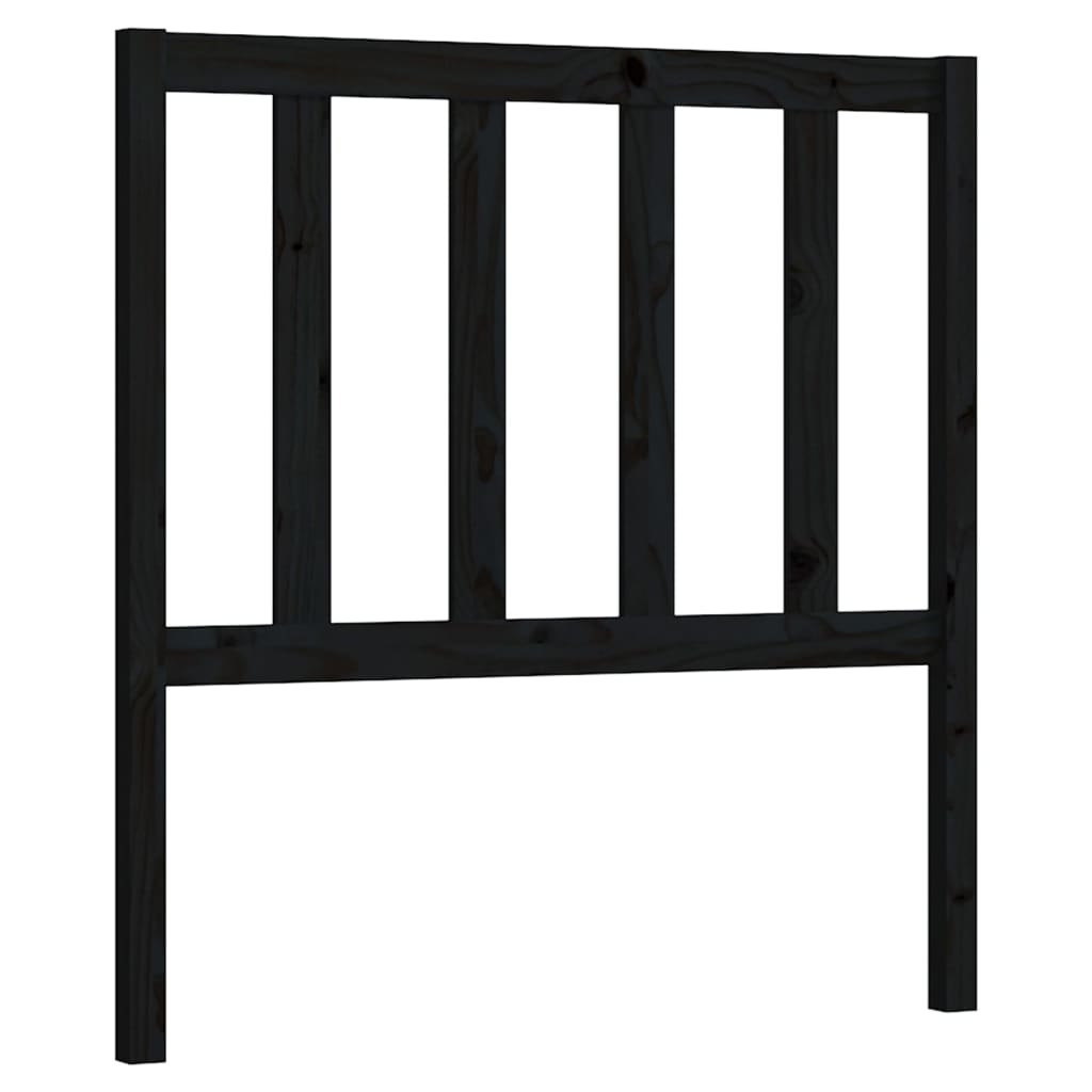 fekete tömör fenyőfa ágyfejtámla 106 x 4 x 100 cm