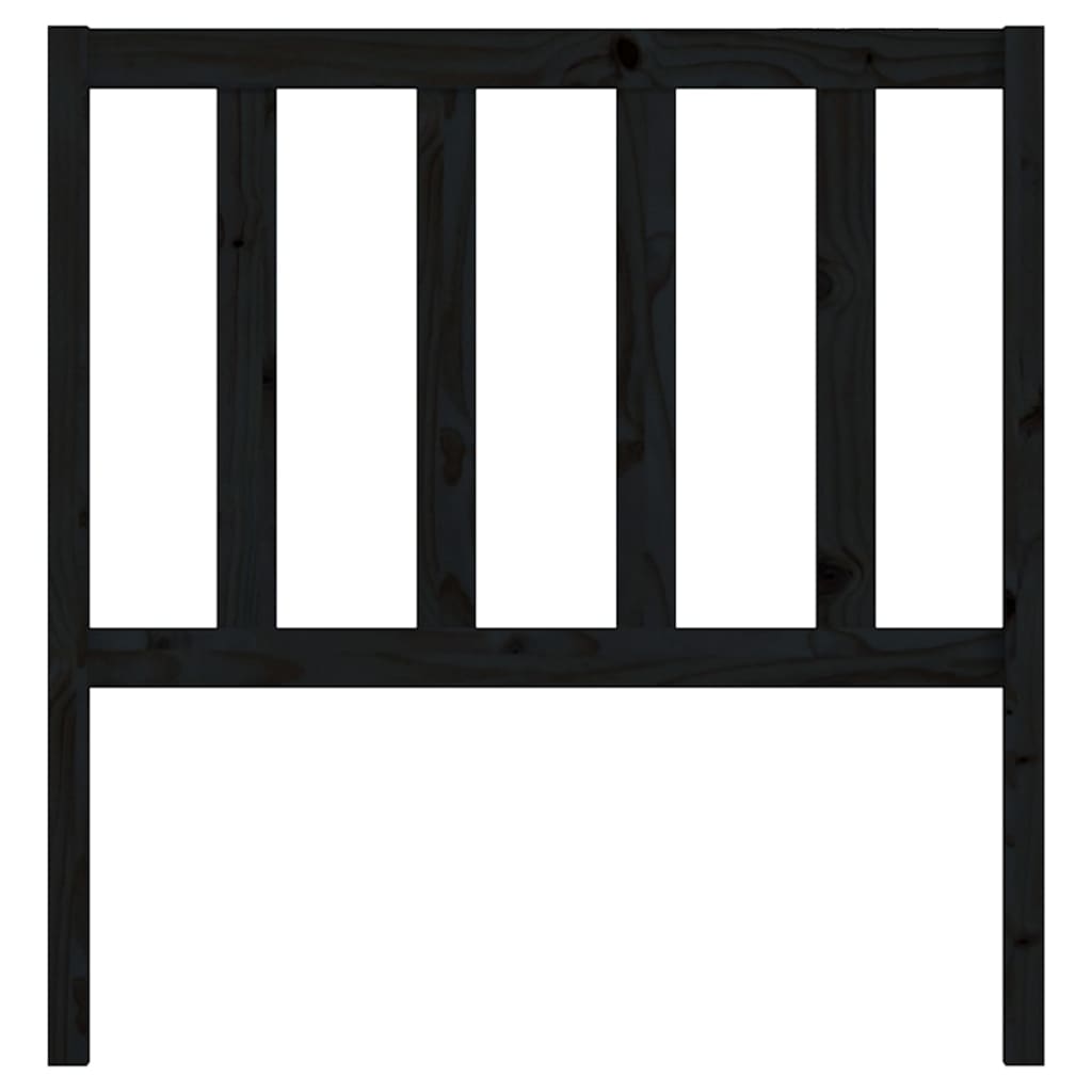 fekete tömör fenyőfa ágyfejtámla 106 x 4 x 100 cm