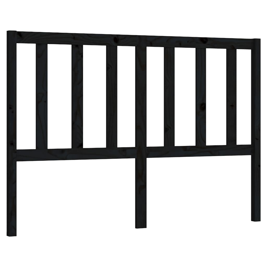 fekete tömör fenyőfa ágyfejtámla 126 x 4 x 100 cm