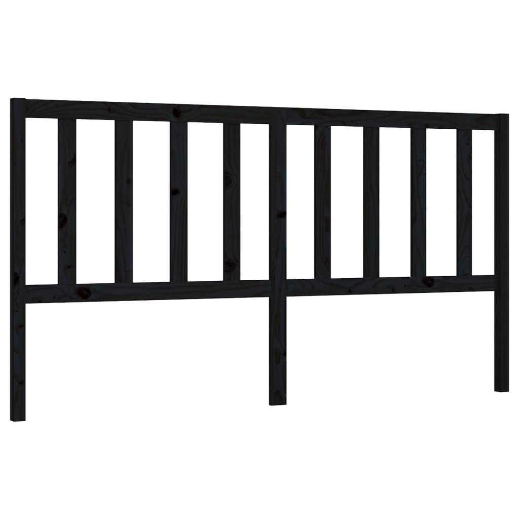 fekete tömör fenyőfa ágyfejtámla 206 x 4 x 100 cm
