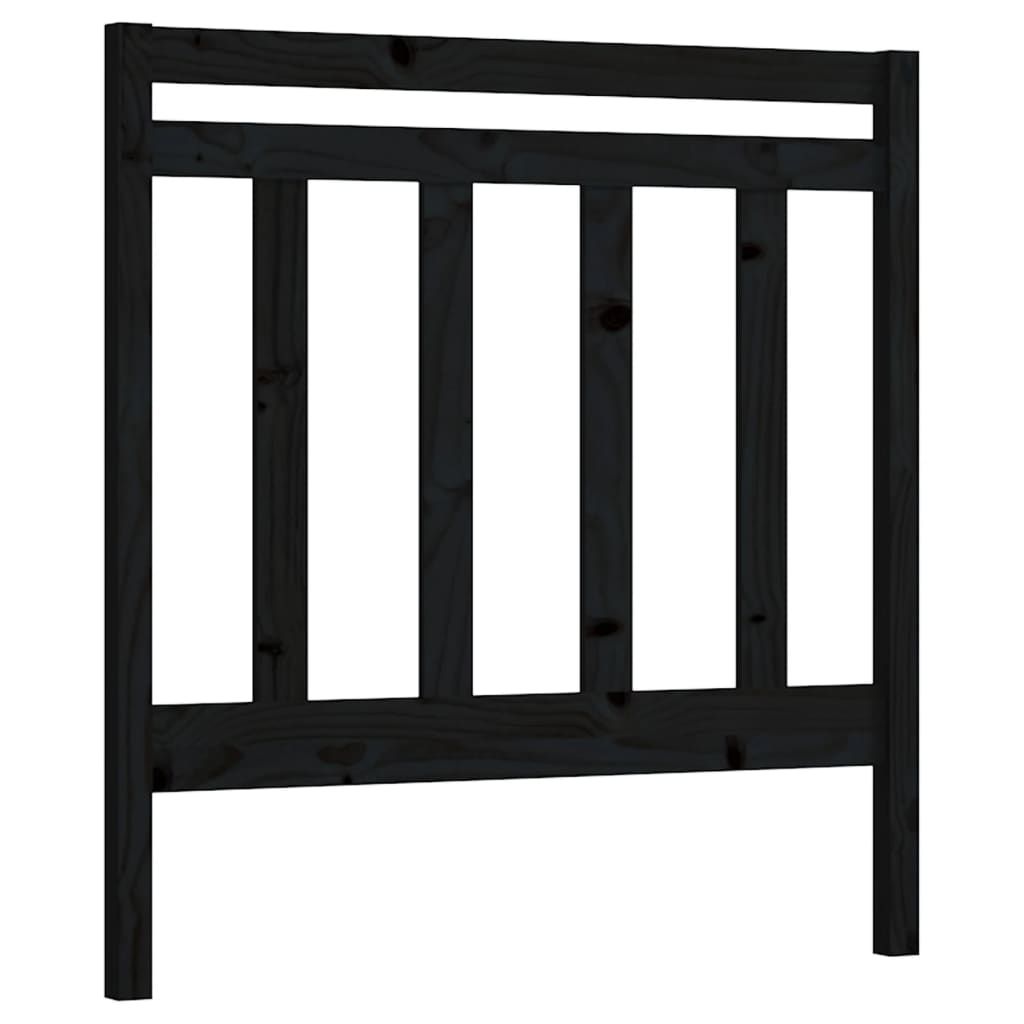 fekete tömör fenyőfa ágy fejtámla 81 x 4 x 100 cm