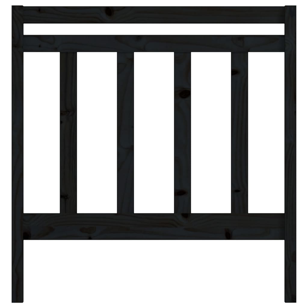 fekete tömör fenyőfa ágyfejtámla 96 x 4 x 100 cm