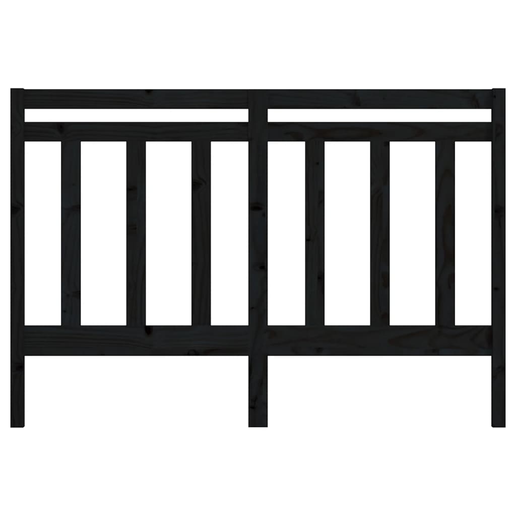fekete tömör fenyőfa ágyfejtámla 126 x 4 x 100 cm
