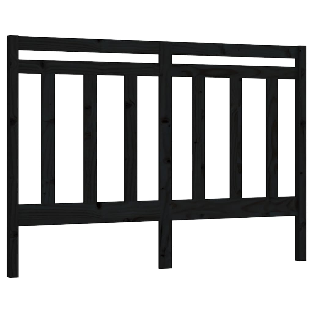 fekete tömör fenyőfa ágyfejtámla 156 x 4 x 100 cm