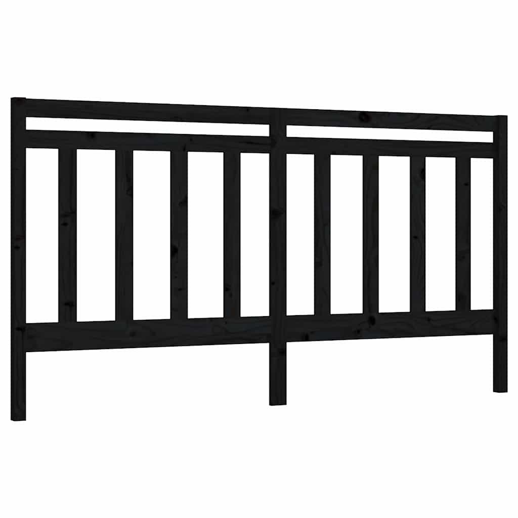 fekete tömör fenyőfa ágyfejtámla 206 x 4 x 100 cm