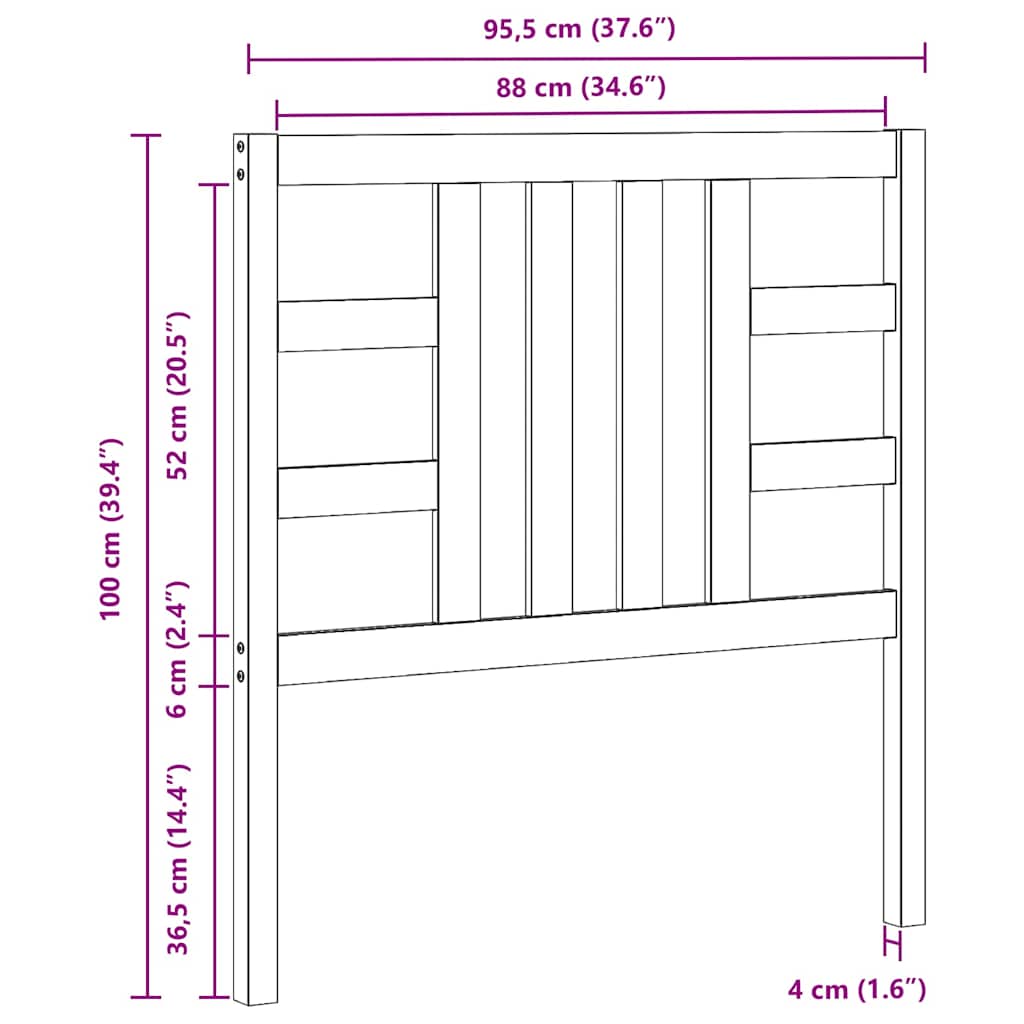 mézbarna tömör fenyőfa ágyfejtámla 96 x 4 x 100 cm