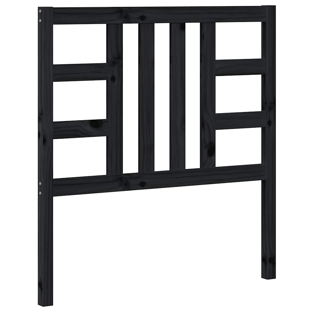 fekete tömör fenyőfa ágyfejtámla 96 x 4 x 100 cm