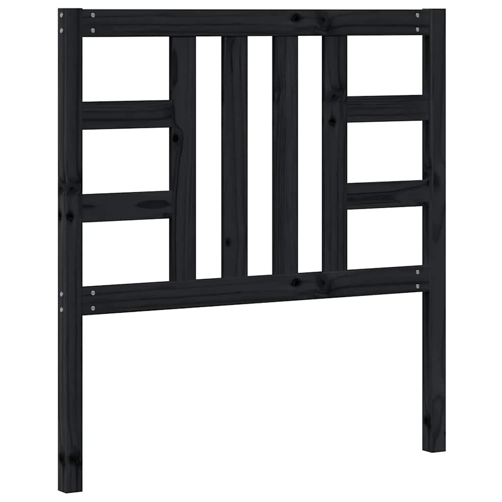 fekete tömör fenyőfa ágyfejtámla 96 x 4 x 100 cm