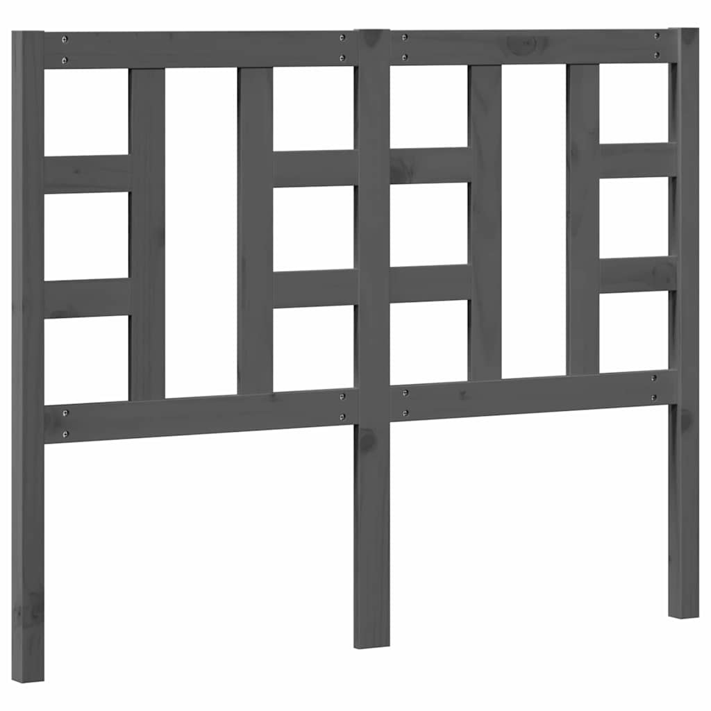 szürke tömör fenyőfa ágyfejtámla 126 x 4 x 100 cm