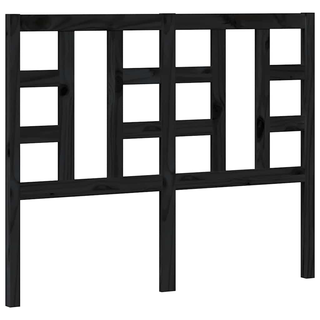 fekete tömör fenyőfa ágyfejtámla 126 x 4 x 100 cm