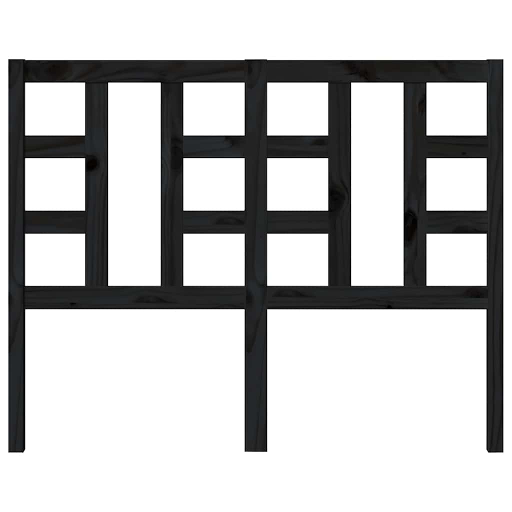 fekete tömör fenyőfa ágyfejtámla 126 x 4 x 100 cm