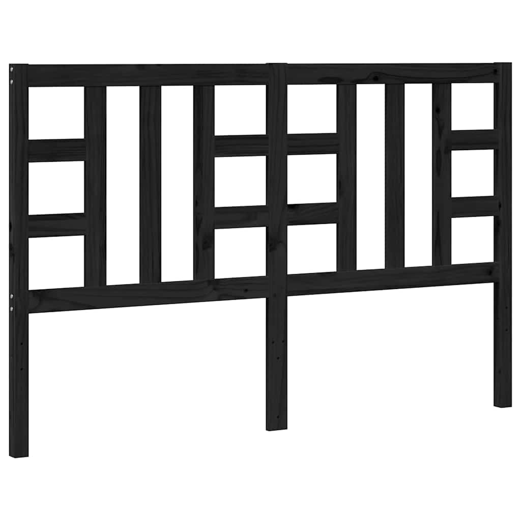 fekete tömör fenyőfa ágyfejtámla 146 x 4 x 100 cm