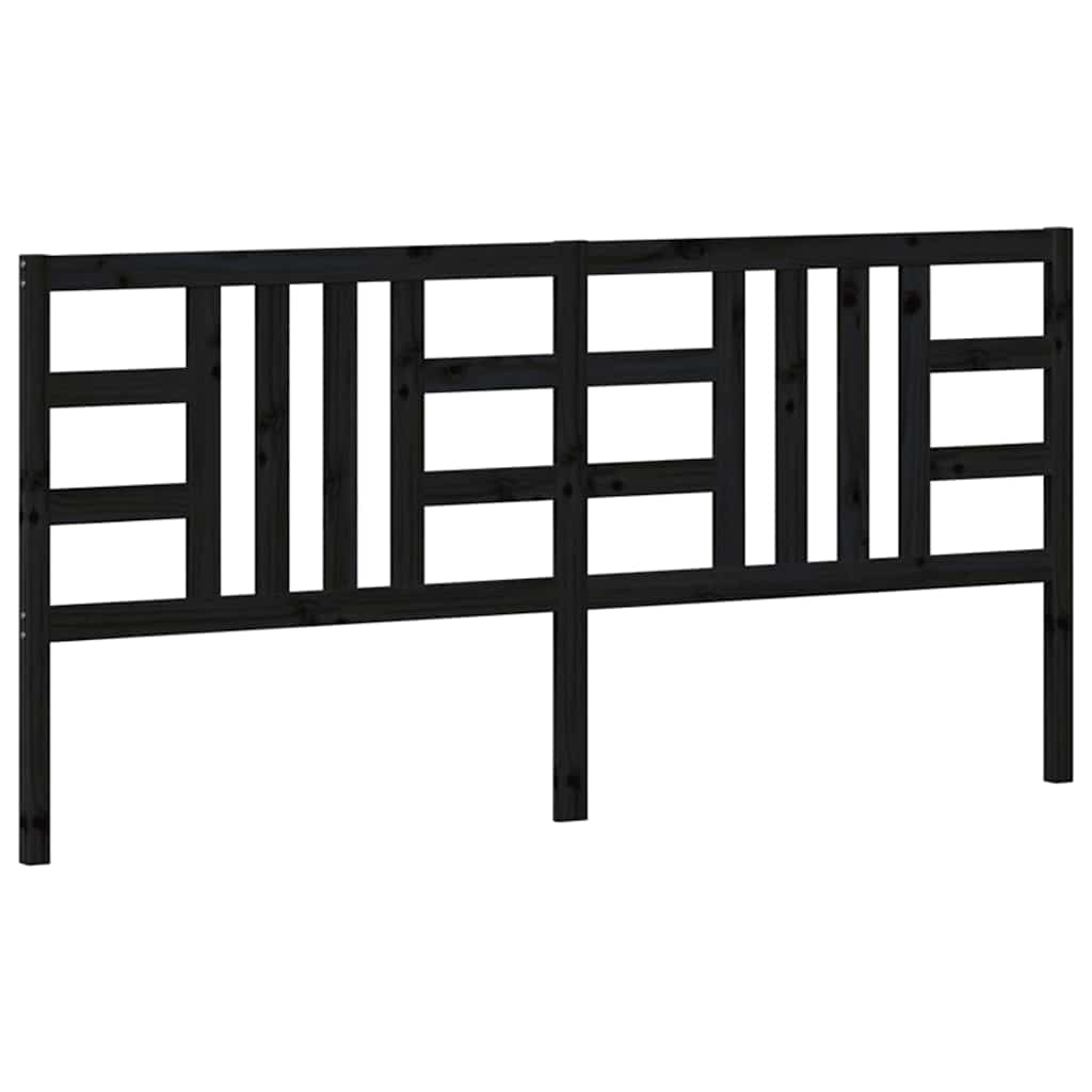 fekete tömör fenyőfa ágyfejtámla 206 x 4 x 100 cm