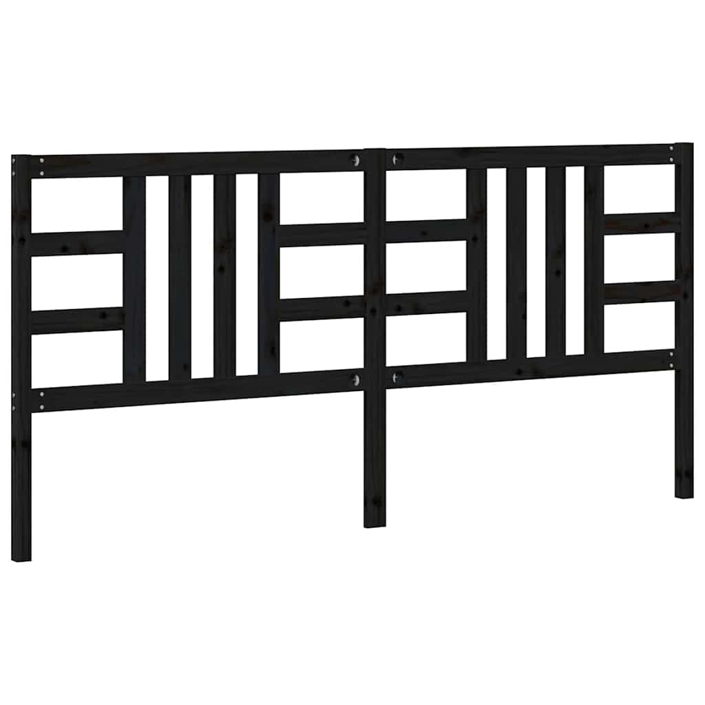 fekete tömör fenyőfa ágyfejtámla 206 x 4 x 100 cm