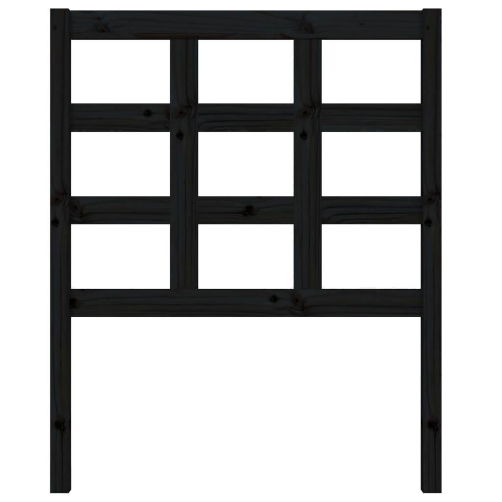 fekete tömör fenyőfa ágyfejtámla 80,5 x 4 x 100 cm
