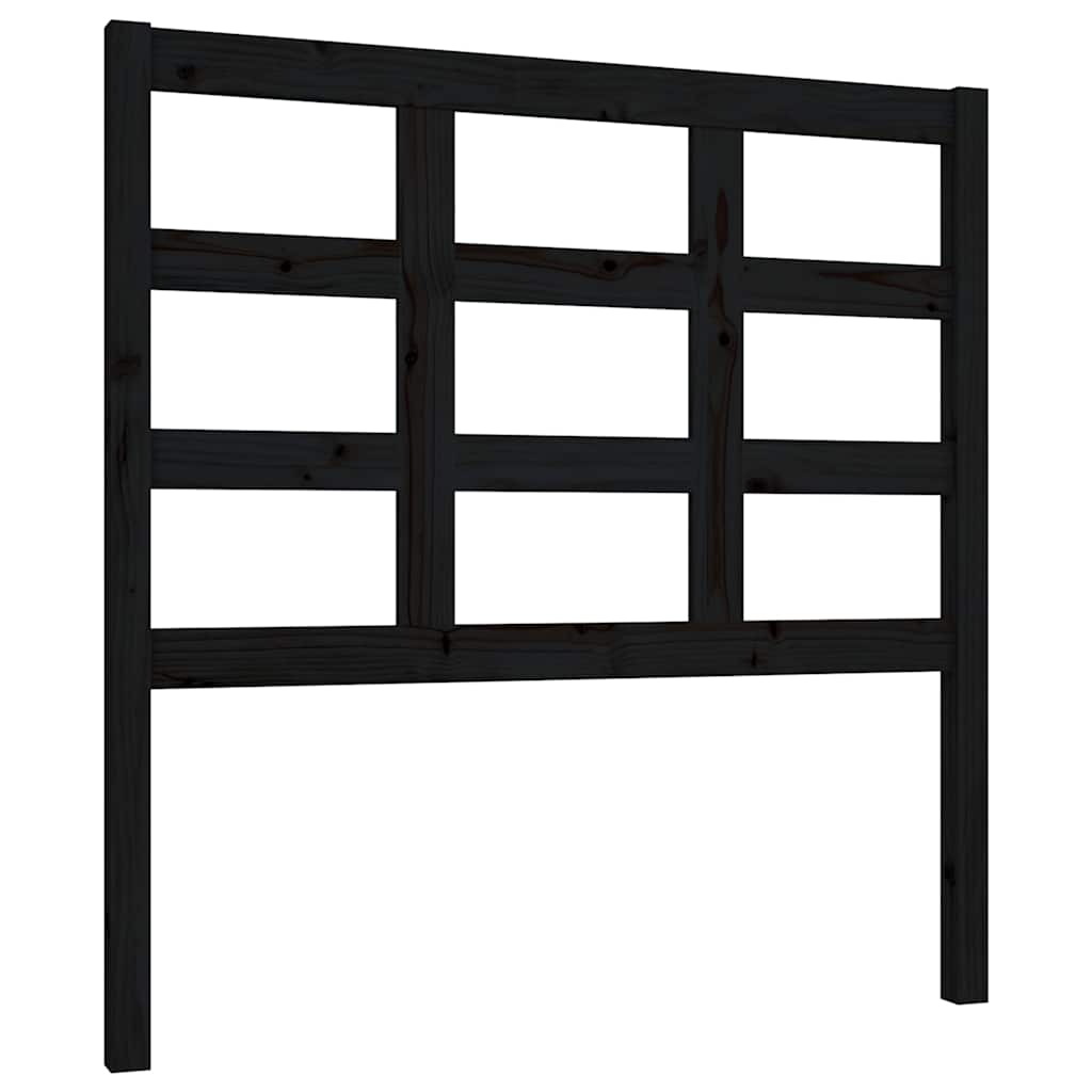 fekete tömör fenyőfa ágyfejtámla 95,5 x 4 x 100 cm